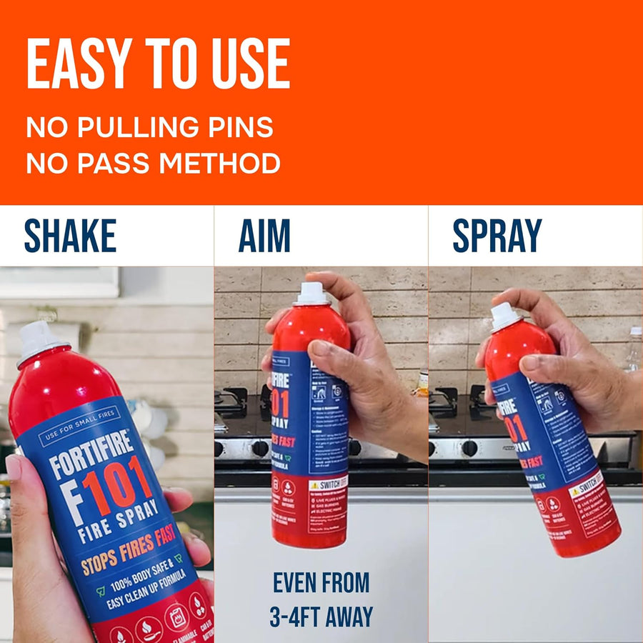 Fortifire F101 Fire Extinguishing Spray for Home - 500g Each | Pack of 3
